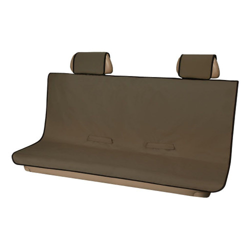 Seat Cover - Seat Defender - Waterproof - Hook and Loop Attachment - 58 x 63 in Wide - Rubber Backing - Fabric - Brown - Bench Seat - Universal - Kit