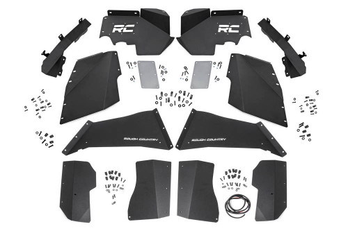 Inner Fender - Front / Rear - Driver / Passenger Side - Brackets / Hardware Included - Steel - Black Powder Coat - Jeep Wrangler JK 2007-18 - Kit
