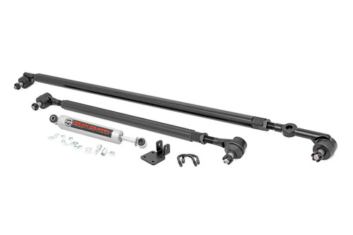 Steering and Stabilizer Kit - Heavy Duty - Drag Link / Tie Rods / Hardware Included - Steel - Black Paint - Jeep Cherokee XJ / Wrangler TJ 1984-2006 - Kit