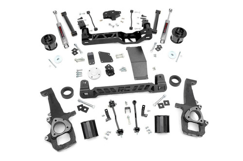 Suspension Lift Kit - 6 in Lift - Spacers / Spindles / Shocks / Hardware Included - Steel - Black Paint - Dodge Fullsize Truck 2012-18 - Kit