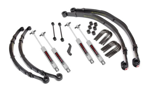Suspension Lift Kit - 4 in Lift - Brackets / Springs / Shocks / U-Bolts / Hardware - Jeep CJ 1976-81 - Kit