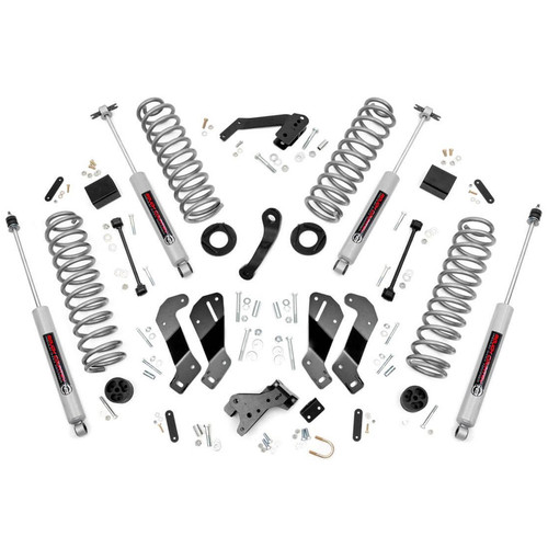 Suspension Lift Kit - 3-1/2 in Lift - Brackets / Hardware / Shocks / Springs / Sway Bar End Links - 4-Door - Jeep Wrangler JK 2007-18 - Kit Suspension Lift Kit - 3-1/2 in Lift - Brackets / Hardware / Shocks / Springs / Sway Bar End Links - 4-Door - Jeep Wrangler JK 2007-18 - Kit