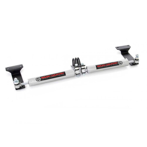 Steering Stabilizer - N3 Series - Dual - Hardware Included - Steel - Silver Powder Coat - 2 in or More Lift - Ford Fullsize Truck 1999-2005 - Kit Steering Stabilizer - N3 Series - Dual - Hardware Included - Steel - Silver Powder Coat - 2 in or More Lift - Ford Fullsize Truck 1999-2005 - Kit