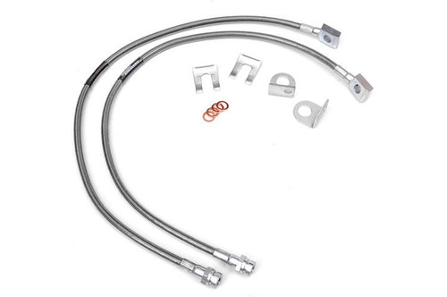 Brake Hose Kit - DOT Approved - PTFE Lined - Braided Stainless - 4 to 6 in Lift - Front - Jeep Cherokee 1984-2001 / Jeep Wrangler TJ / YJ 1987-2006 - Kit