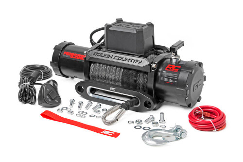 Winch - Pro Series - 9500 lb Capacity - Hawse Fairlead - 15 ft Remote - 3/8 in x 85 ft Synthetic Rope - 12V - Kit
