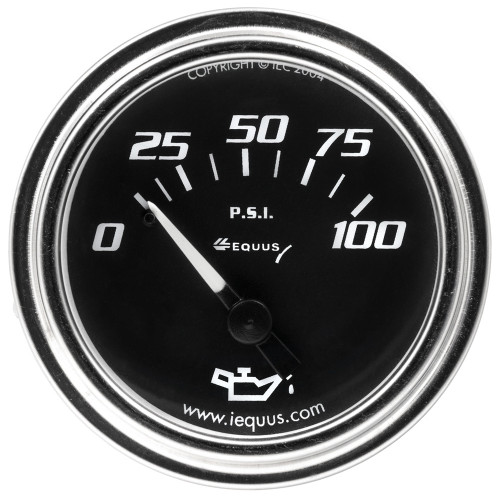 Oil Pressure Gauge - 7000 Classic Series - 0-100 psi - Mechanical - Analog - Short Sweep - 2 in Diameter - Black Face - Each