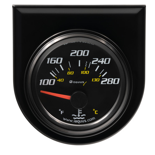 Water Temperature Gauge - 6000 Series - 100-280 Degree F - Electric - Analog - Short Sweep - 2 in Diameter - Panel Mount - Black Face - Each