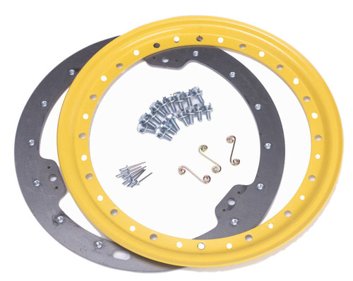 Beadlock Ring - Weld-On Inner Ring - Hardware Included - Steel - Yellow Paint - 15 in Wheels - Kit