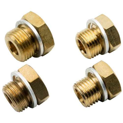 Fitting - Adapter - Straight - 1/8 in NPT Female to 14 mm x 1.50 / 16 mm x 1.50 / 18 mm x 1.50 - Brass - Natural - Kit