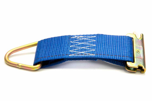 Track Strap - 2 in Wide - 6 in Long - A-Track or E-Track to D-Ring - Nylon / Steel - Blue / Cadmium - Each Track Strap - 2 in Wide - 6 in Long - A-Track or E-Track to D-Ring - Nylon / Steel - Blue / Cadmium - Each