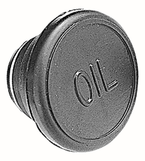 Oil Fill Cap - Push-In - Round - 1-1/4 in Valve Cover Hole - Oil Logo - Rubber - Black - Each