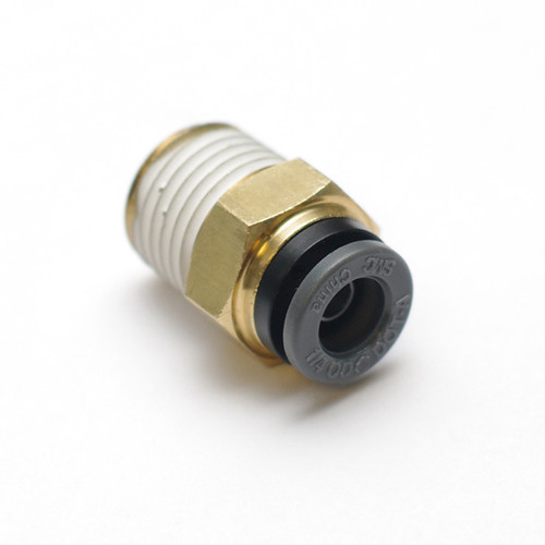Fitting - Adapter - Straight - 1/4 in NPT Male to 3/8 in Female Pushlock - Brass / Plastic - Each Fitting - Adapter - Straight - 1/4 in NPT Male to 3/8 in Female Pushlock - Brass / Plastic - Each
