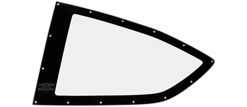 Window - Quarter - Driver Side - 0.093 in Thick - Pre-Cut / Drilled - Blackout Border - Mar Resistant - Polycarbonate - Clear - Greenhouse Roof - North American Sportsman - Each Window - Quarter - Driver Side - 0.093 in Thick - Pre-Cut / Drilled - Blackout Border - Mar Resistant - Polycarbonate - Clear - Greenhouse Roof - North American Sportsman - Each