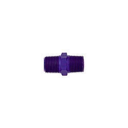 Fitting - Adapter - Straight - 1/8 in NPT Male to 1/8 in NPT Male - Aluminum - Blue Anodized - Each
