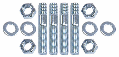 Carburetor Stud - 5/16-18 and 5/16-24 in Thread - 2 in Long - Hex Nuts - Steel - Zinc Oxide - Set of 4