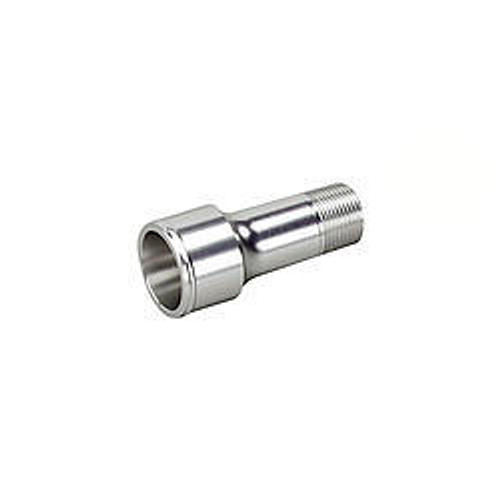 Fitting - Water Pump - 3/4 in NPT Male to 1-1/2 in Hose Barb - 3 in Long - Aluminum - Clear Anodized - Each