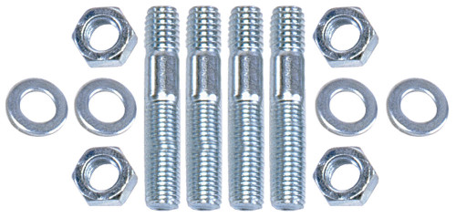 Carburetor Stud - 5/16-18 and 5/16-24 in Thread - 1.375 in Long - Hex Nuts - Steel - Zinc Oxide - Set of 4