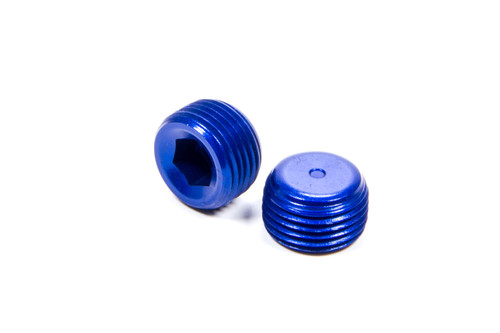 Fitting - Plug - 3/8 in NPT - Allen Head - Aluminum - Blue Anodized - Pair