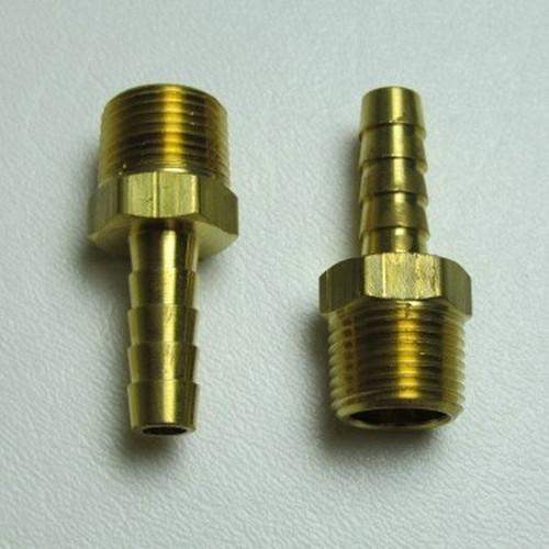 Fitting - Adapter - Straight - 3/8 in NPT Male to 5/16 in Hose Barb - Brass - Natural - Pair Fitting - Adapter - Straight - 3/8 in NPT Male to 5/16 in Hose Barb - Brass - Natural - Pair