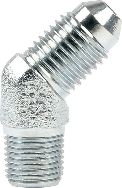 Fitting - Adapter - 45 Degree - 4 AN Male to 1/8 in NPT Male - Steel - Zinc Oxide - Each