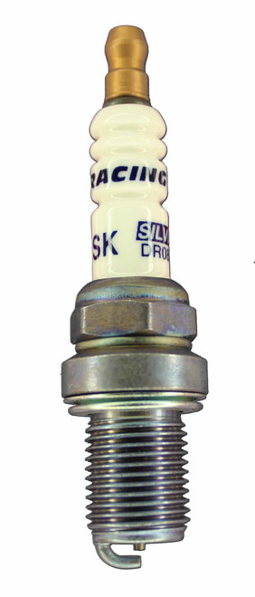 Spark Plug - Silver Racing - 14 mm Thread - 19 mm Reach - Heat Range 8 - Gasket Seat - Resistor - Each