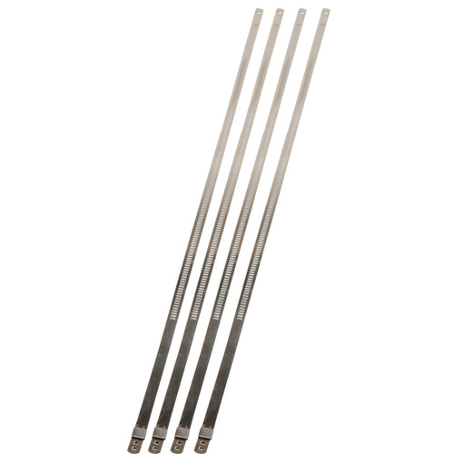 Exhaust Wrap Ties - Locking - 7 mm Wide - 14 in Long - Heat Resistant - Stainless - Set of 4