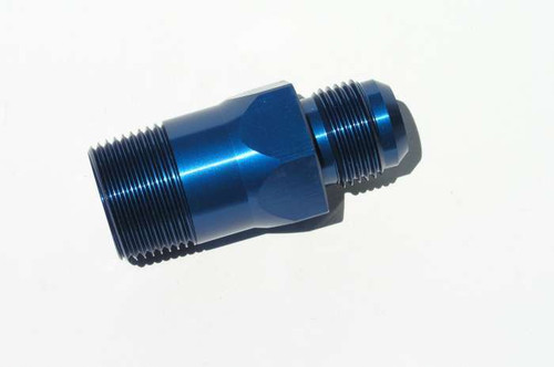 Fitting - Water Pump - Straight - 1 in NPT Male to 12 AN Male - Aluminum - Blue Anodized - Meziere 100 Series Water Pumps - Each