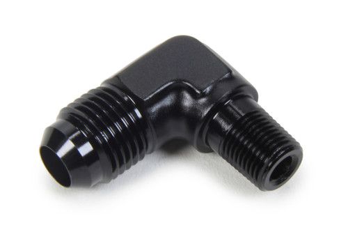 Fitting - Adapter - 90 Degree - 6 AN Male to 1/8 in NPT Male - Aluminum - Black Anodized - Each