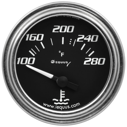 Water Temperature Gauge - 7000 Classic Series - 100-280 Degree F - Electric - Analog - Short Sweep - 2 in Diameter - Black Face - Each