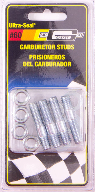 Carburetor Stud - 5/16-18 and 5/16-24 in Thread - 1.5 in Long - Hex Nuts - Steel - Zinc Oxide - Set of 4