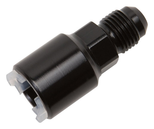 Fitting - Fuel Injection Adapter - Straight - 6 AN Male to 3/8 in SAE Female Quick Disconnect - Aluminum - Black Anodized - Each Fitting - Fuel Injection Adapter - Straight - 6 AN Male to 3/8 in SAE Female Quick Disconnect - Aluminum - Black Anodized - Each