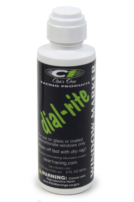 Dial-In Marker - Dial-Rite - Window - White - Safe on Glass / Polycarbonate / Rubber - 3 oz Bottle / Applicator - Each