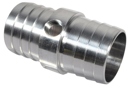 Fitting - Steam Port Adapter - Straight - 1-1/4 in Hose Barb to 1-1/4 in Hose Barb - 1/8 in NPT Gauge Port - Aluminum - Natural - GM LS-Series - Each