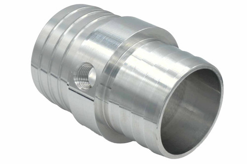 Fitting - Steam Port Adapter - Straight - 1-1/4 in Hose Barb to 1-1/2 in Hose Barb - 1/8 in NPT Gauge Port - Aluminum - Natural - Gm LS-Series - Each