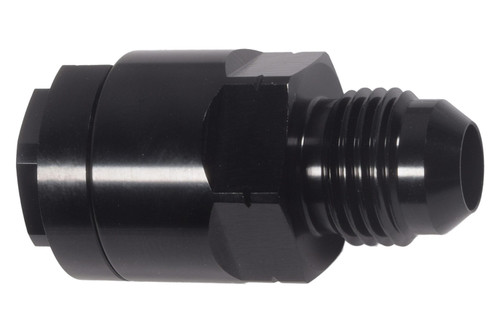Fitting - Fuel Line Adapter - Straight - 6 AN Male to 3/8 in SAE Female Quick Disconnect - Aluminum - Black Anodized - Each