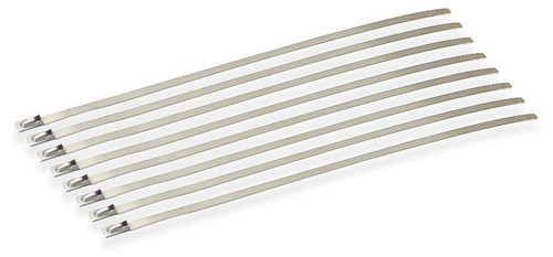 Exhaust Wrap Ties - Locking - 8 in Long - Stainless - 2 in Diameter Pipe - Set of 8