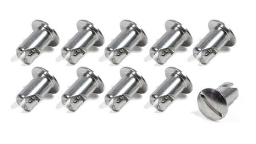 Quick Turn Fastener - Oval Head - Slotted - 7/16 x 0.500 in Body - Aluminum - Natural - Set of 10
