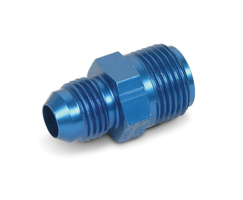 Fitting - Adapter - Straight - 6 AN Male to 11/16-18 in Inverted Flare Male - Aluminum - Blue Anodized - Each Fitting - Adapter - Straight - 6 AN Male to 11/16-18 in Inverted Flare Male - Aluminum - Blue Anodized - Each