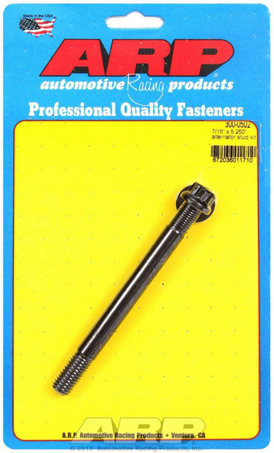 Alternator Stud - 7/16 in Stud - 5.25 in Long - 1 in Long Coarse / Fine Thread - 12 Point Nuts - Chromoly - Black Oxide - Each