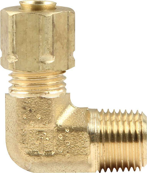 Nylon Brake Hose Adapter - 90 Degree - 1/8 in NPT Male Thread to 3/16 in Nylon Hose - Compression - Brass - Each
