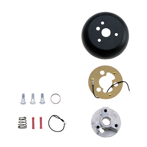 Steering Wheel Adapter - Grant Wheel to OE Column - Hardware / Hub - Aluminum - Matte Black Trim - Volkswagen 1974-93 - Kit