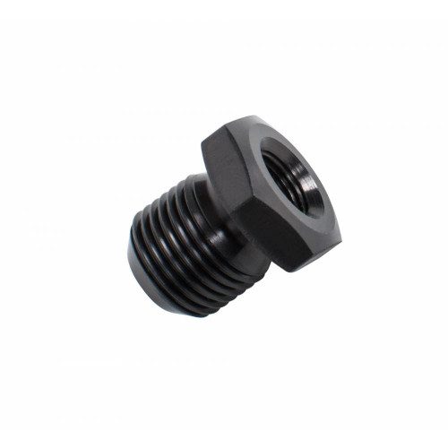 Adapter Fitting - Water Temperature Plug - Straight - 1/8 in NPT Female to 5/8-18 in Male - Aluminum - Black Anodized - Each Adapter Fitting - Water Temperature Plug - Straight - 1/8 in NPT Female to 5/8-18 in Male - Aluminum - Black Anodized - Each