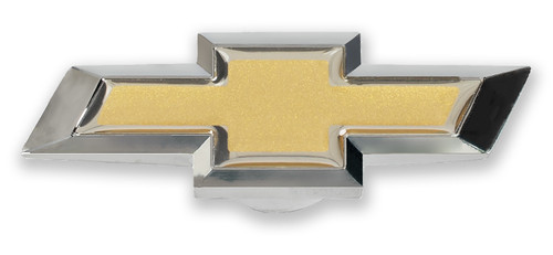 Air Cleaner Nut - Chevy Bowtie - 1/4-20 and 5/16-18 in Thread - Gold Bowtie Logo - Aluminum - Chrome - Each