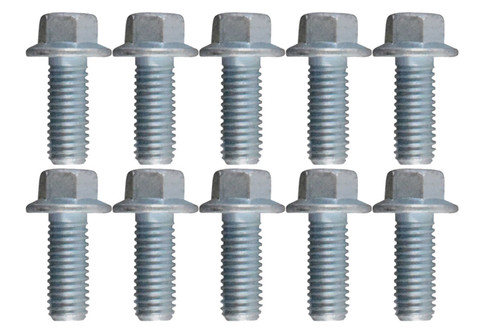 Timing Cover Bolt - 8 mm x 1.25 Thread - 30 mm Long - Hex Head - Steel - Zinc Coated - GM LS-Series - Set of 10