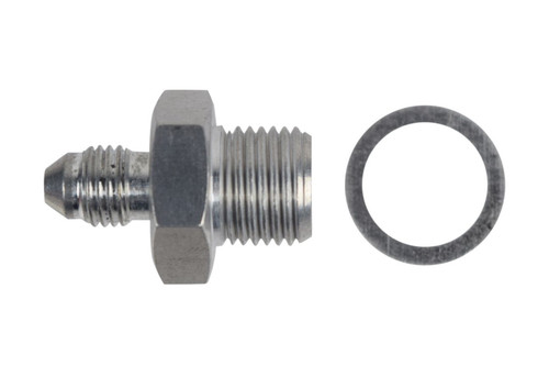 Fitting - Adapter - Straight - 4 AN Male to 16 mm x 1.50 Male - Crush Washer - Aluminum - Natural - GM LS-Series - Each