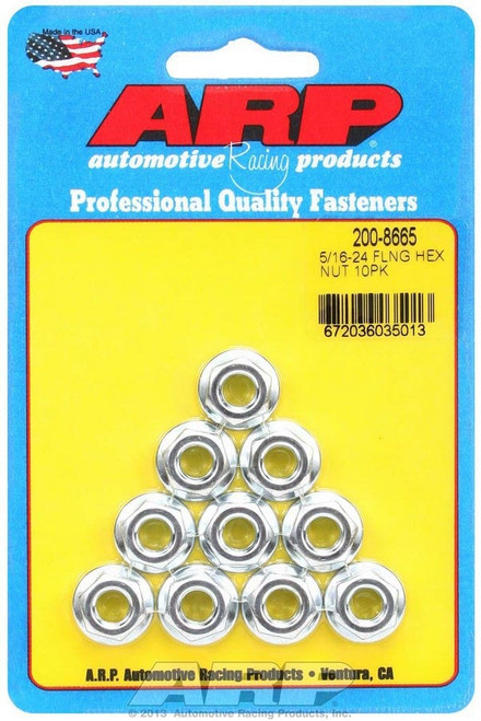 Nut - Locking - 5/16-24 in Thread - 1/2 in Hex Head - Serrated Flange - Steel - Cadmium - Set of 10