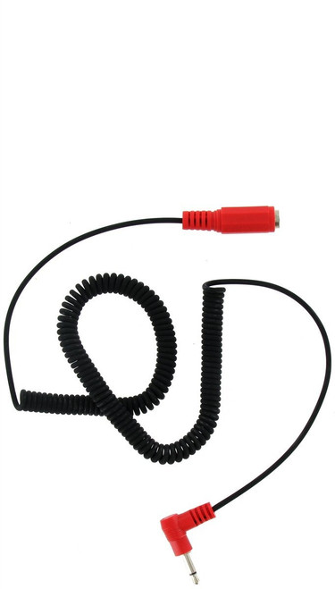 Headset Cable - 90 Degree - 1/8 in Female to 1/8 in Male Jack - Spiral Cord - Each