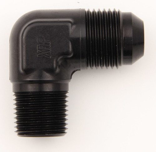 Fitting - Adapter - 90 Degree - 6 AN Male to 1/4 in NPT Male - Aluminum - Black Anodized - Each