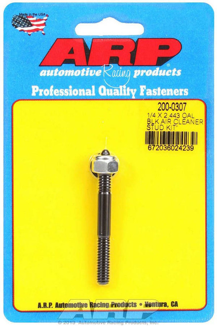 Air Cleaner Stud - 1/4-20 in Thread - 2.443 in Long - Hex Nut - Chromoly - Black Oxide - Each