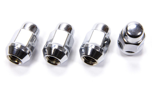 Lug Nut - Acorn Bulge - 14 mm x 1.50 Right Hand Thread - 3/4 in Hex Head - 60 Degree Seat - Closed End - Steel - Chrome - Set of 4